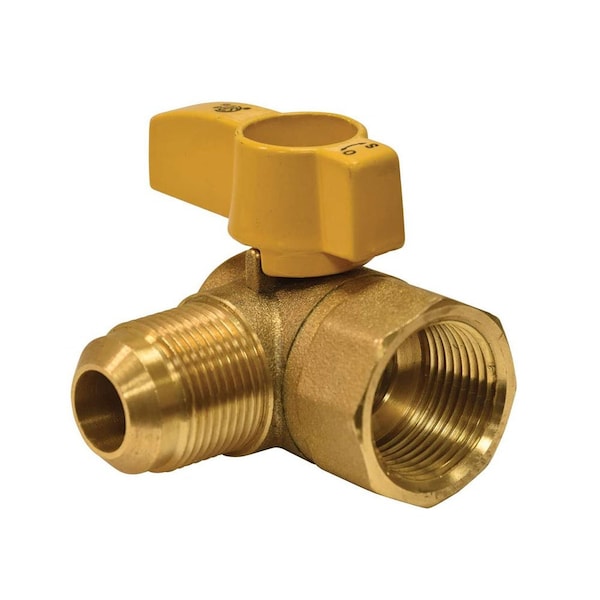 Thrifco Plumbing 15/16 Inch Flare x 3/4 Inch FIP 90 Degree Gas Valve 4400796 - main